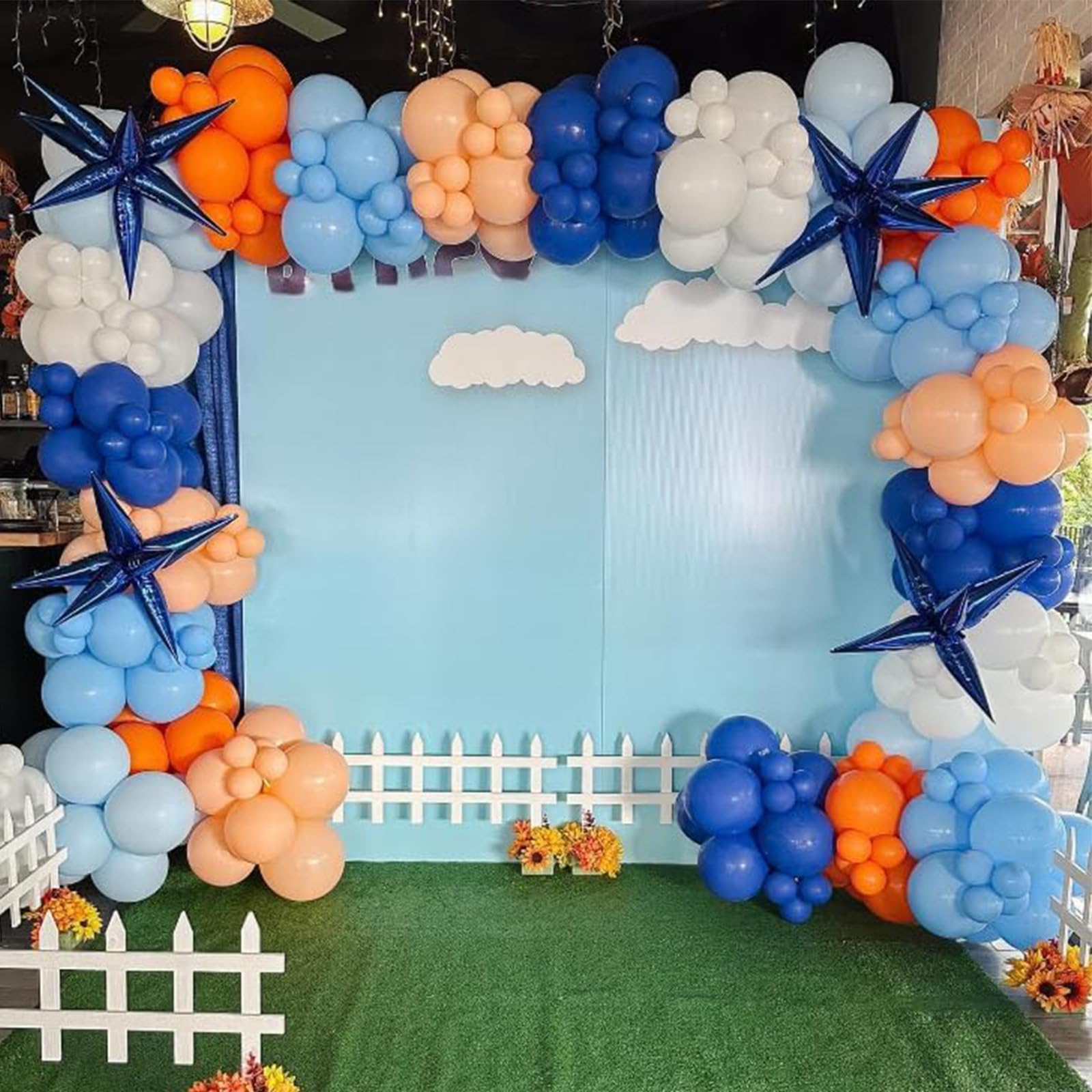 HILAVO 60pcs Blue & Orange Balloons - 12in Confetti Balloons for Space Theme Parties
