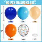HILAVO 60pcs Blue & Orange Balloons - 12in Confetti Balloons for Space Theme Parties