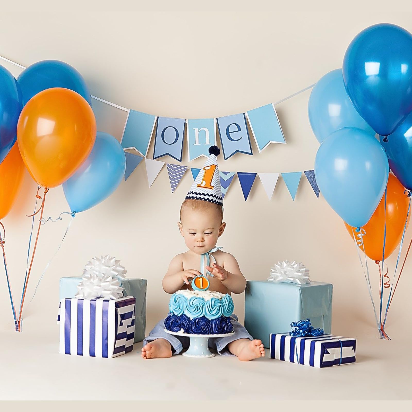 HILAVO 60pcs Blue & Orange Balloons - 12in Confetti Balloons for Space Theme Parties