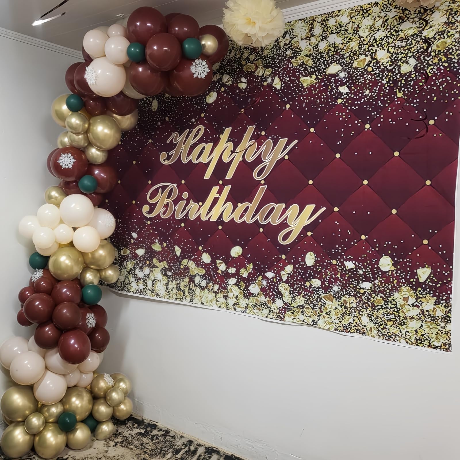 HILAVO Burgundy and Gold Balloons – 60Pcs Latex Balloon Set for Birthday, Wedding, Graduation, Bridal Shower