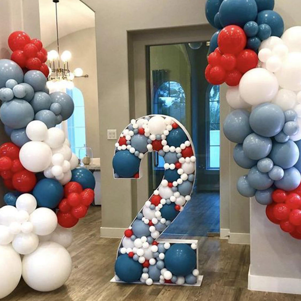 HILAVO 60-Pack Red Blue White Balloons - 12in Navy, Light Blue & White for Baseball & Patriotic Parties