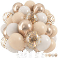 Hilavo Beige & Champagne Gold Balloon Set – 60 Pcs, 12-Inch Nude Cream & Confetti Latex Balloons for Parties