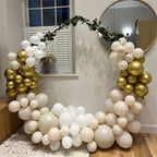 Hilavo Beige & Champagne Gold Balloon Set – 60 Pcs, 12-Inch Nude Cream & Confetti Latex Balloons for Parties