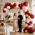 HILAVO Burgundy and Gold Balloons – 60Pcs Latex Balloon Set for Birthday, Wedding, Graduation, Bridal Shower