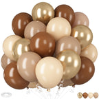 HILAVO Brown Gold Balloons - 12-Inch Double-Stuffed Brown Gold & Cream Beige Set for Neutral Baby Shower, Boho Wedding & Birthday Party