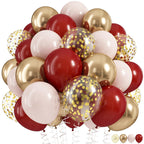 HILAVO Burgundy and Gold Balloons – 60Pcs Latex Balloon Set for Birthday, Wedding, Graduation, Bridal Shower