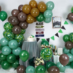 HILAVO Green & Brown Army Balloons Set — 12in Camouflage Latex Decor