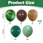 HILAVO Green & Brown Army Balloons Set — 12in Camouflage Latex Decor