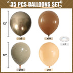 HILAVO Brown Gold Balloons - 12-Inch Double-Stuffed Brown Gold & Cream Beige Set for Neutral Baby Shower, Boho Wedding & Birthday Party