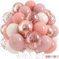 HILAVO Dusty Pink Balloon Set – 60Pcs 12 Inch Latex Balloons with Rose Gold Confetti
