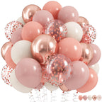 HILAVO Dusty Pink Balloon Set – 60Pcs 12 Inch Latex Balloons with Rose Gold Confetti
