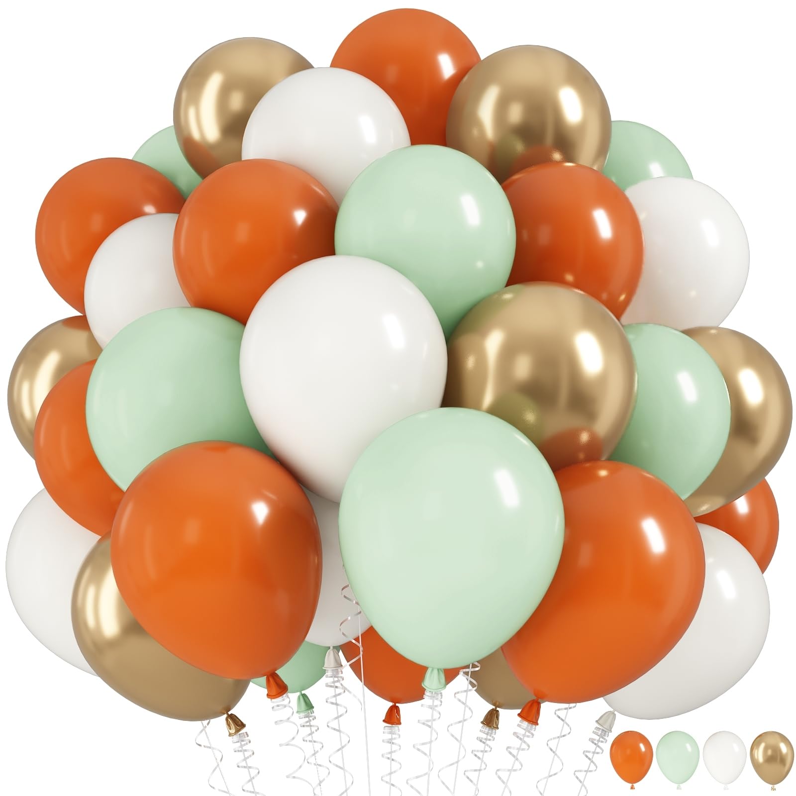 HILAVO Fall Balloons Set – 12in Latex Decor (Terracotta Rust, Dusty Green, Metallic Gold, White)