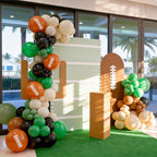 HILAVO Football Balloons - 12in Latex Party Balloons in Dark Green, Black, White Sand with Orange Print