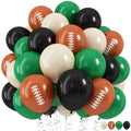 HILAVO Football Balloons - 12in Latex Party Balloons in Dark Green, Black, White Sand with Orange Print