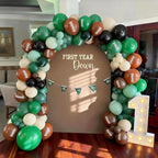 HILAVO Football Balloons - 12in Latex Party Balloons in Dark Green, Black, White Sand with Orange Print