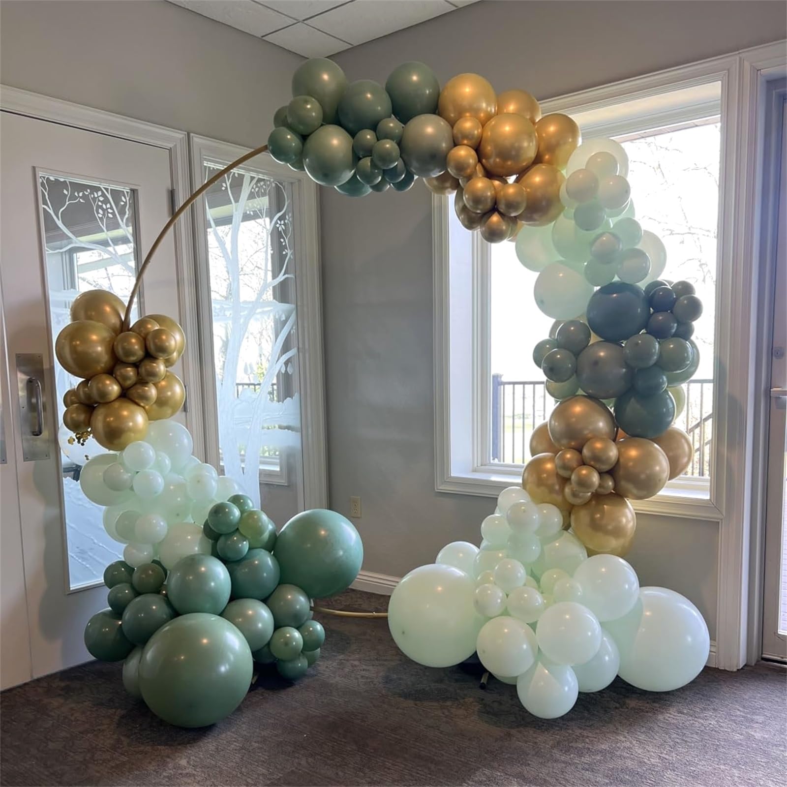 HILAVO Sage Green Balloons Set – 60Pcs 12inch Latex Balloons with Gold Confetti for Jungle Safari and Baby Shower