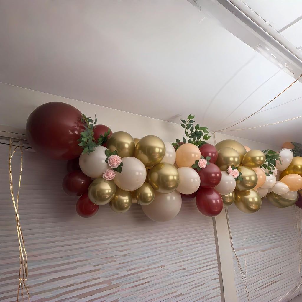 HILAVO Burgundy and Gold Balloons – 60Pcs Latex Balloon Set for Birthday, Wedding, Graduation, Bridal Shower