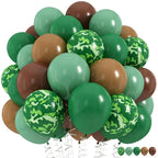 HILAVO Green & Brown Army Balloons Set — 12in Camouflage Latex Decor