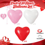Hilavo Heart Balloons Set – Red Pink White Latex Heart Balloons 10 Inch (30 Count)