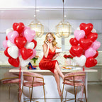 Hilavo Heart Balloons Set – Red Pink White Latex Heart Balloons 10 Inch (30 Count)