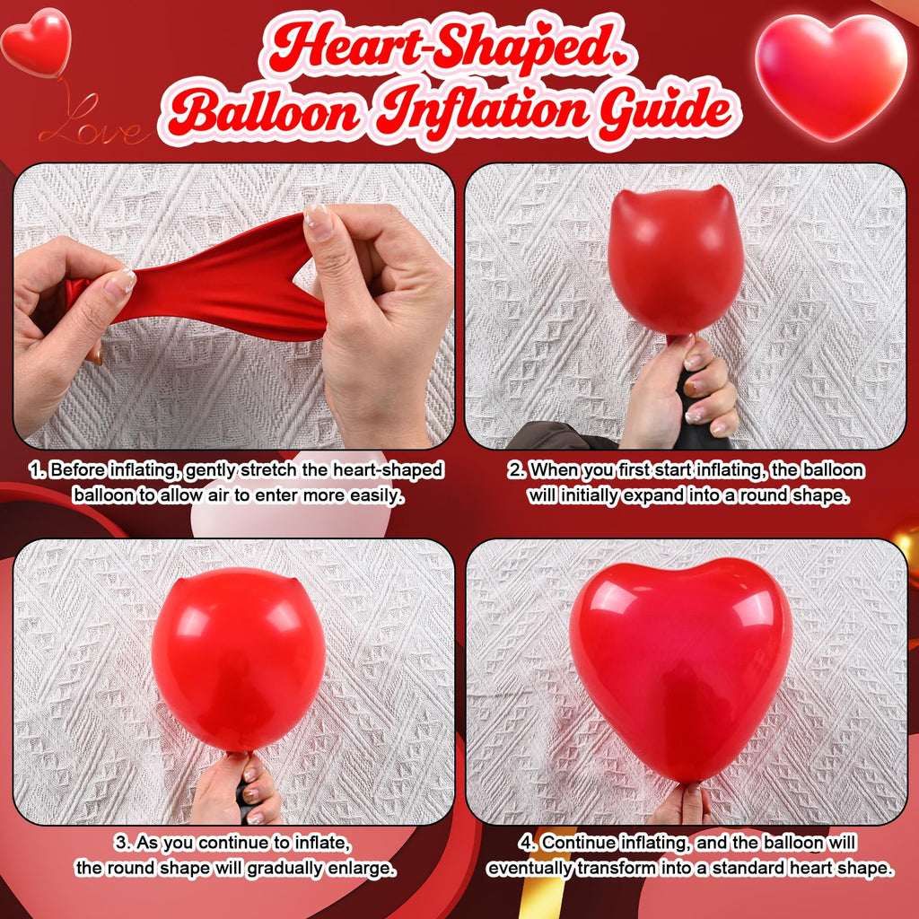 Hilavo Heart Balloons Set – Red Pink White Latex Heart Balloons 10 Inch (30 Count)