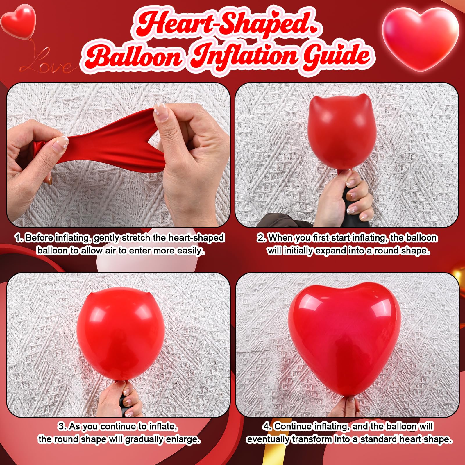 Hilavo Heart Balloons Set – Red Pink White Latex Heart Balloons 10 Inch (30 Count)