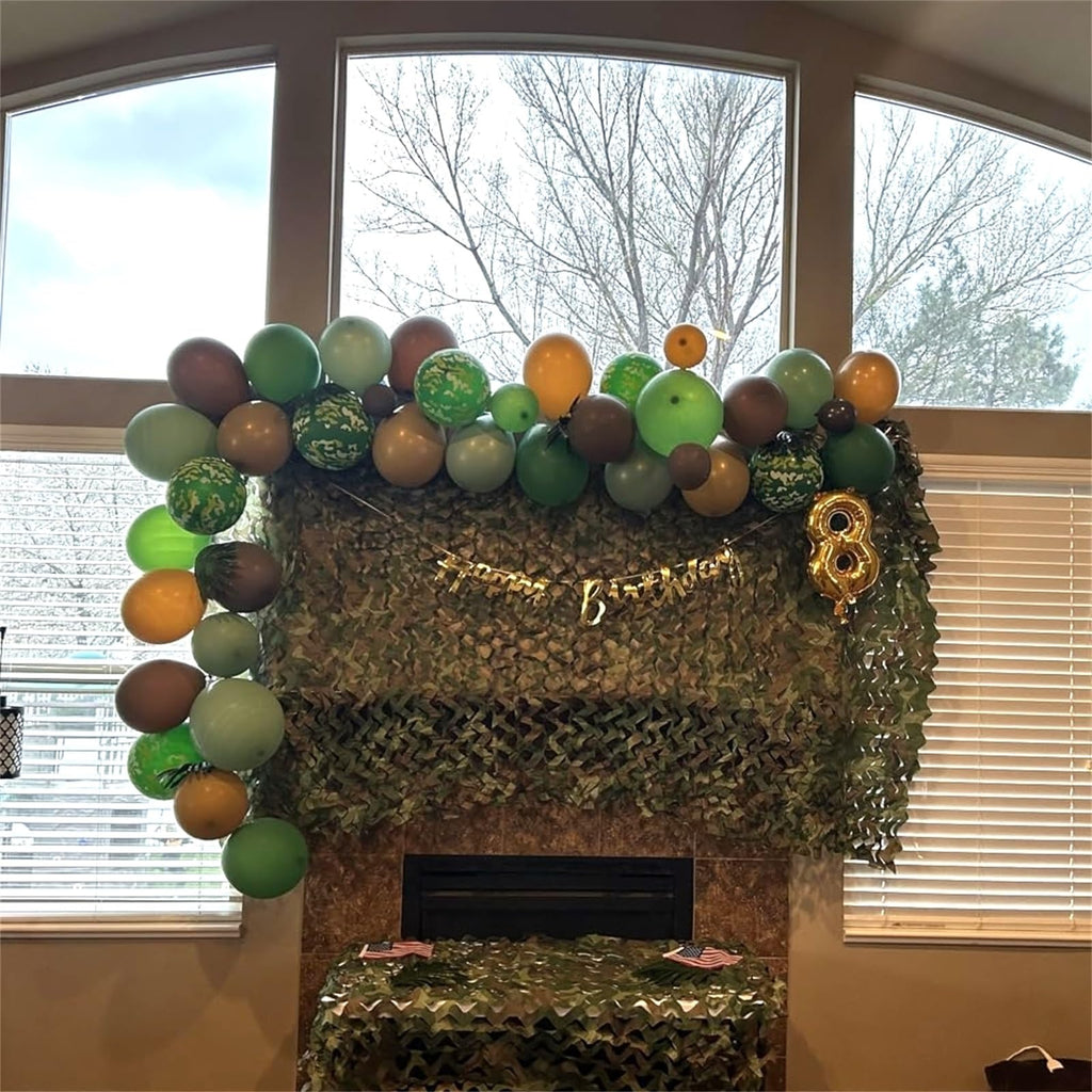 HILAVO Green & Brown Army Balloons Set — 12in Camouflage Latex Decor