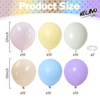 HILAVO Pastel Rainbow Balloons - 60Pcs 12in Multicolor Latex Balloons for Weddings, Parties & Baby Showers