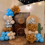 HILAVO Cow Print Balloons – 12 Inch Set in Light Blue, Brown, and Cow Sand for Western Party Decor