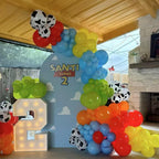 HILAVO Toy Inspired Story Balloons – 12in Cow Print Sky Blue Cloud Balloons for Kids