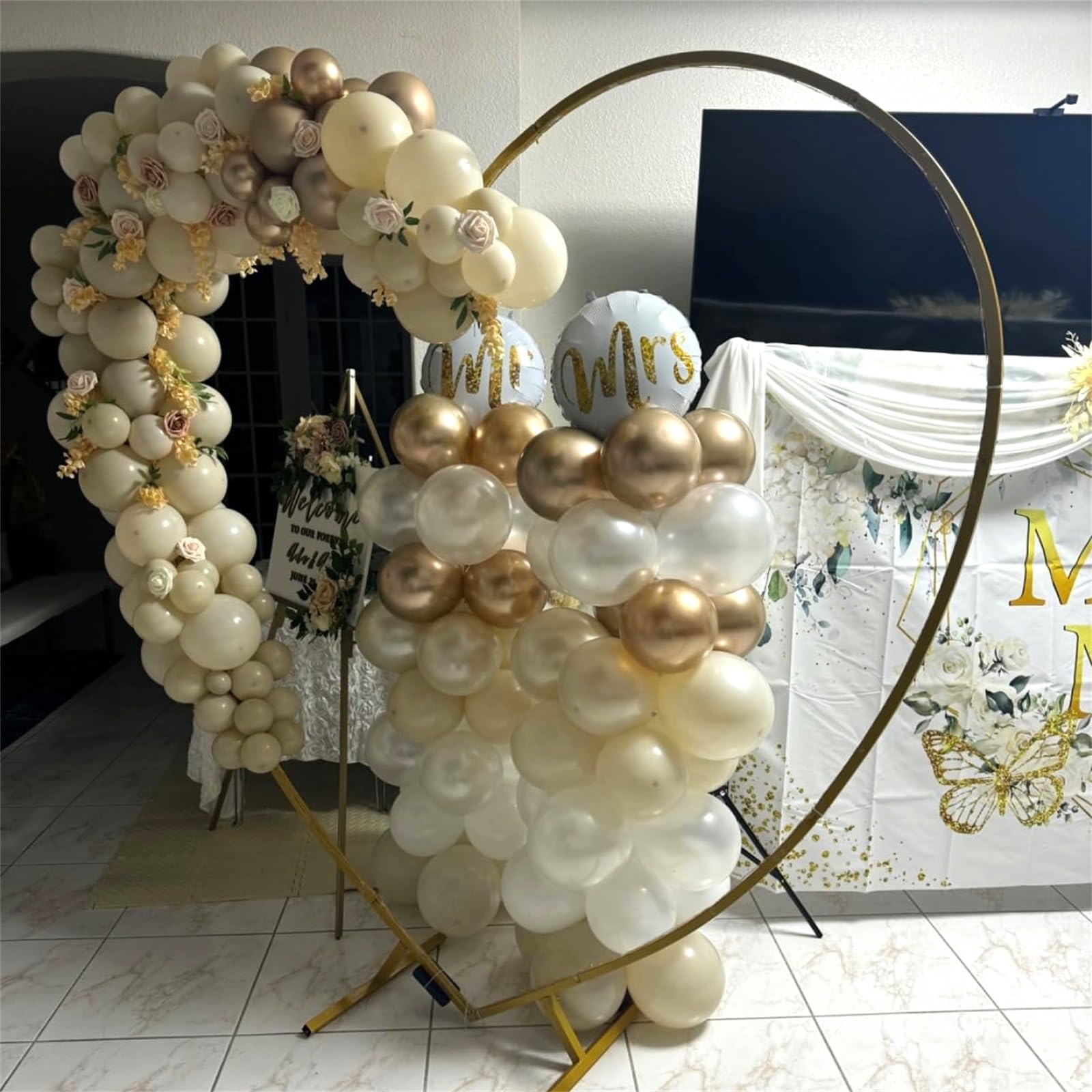 Hilavo Beige & Champagne Gold Balloon Set – 60 Pcs, 12-Inch Nude Cream & Confetti Latex Balloons for Parties