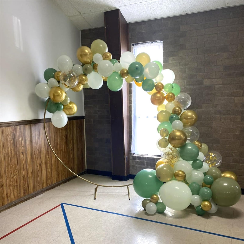 HILAVO Sage Green Balloons Set – 60Pcs 12inch Latex Balloons with Gold Confetti for Jungle Safari and Baby Shower