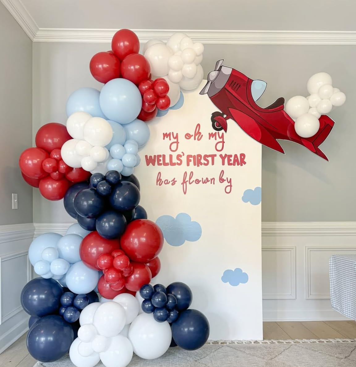 HILAVO 60-Pack Red Blue White Balloons - 12in Navy, Light Blue & White for Baseball & Patriotic Parties