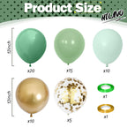 HILAVO Sage Green Balloons Set – 60Pcs 12inch Latex Balloons with Gold Confetti for Jungle Safari and Baby Shower