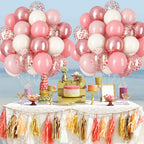 HILAVO Dusty Pink Balloon Set – 60Pcs 12 Inch Latex Balloons with Rose Gold Confetti