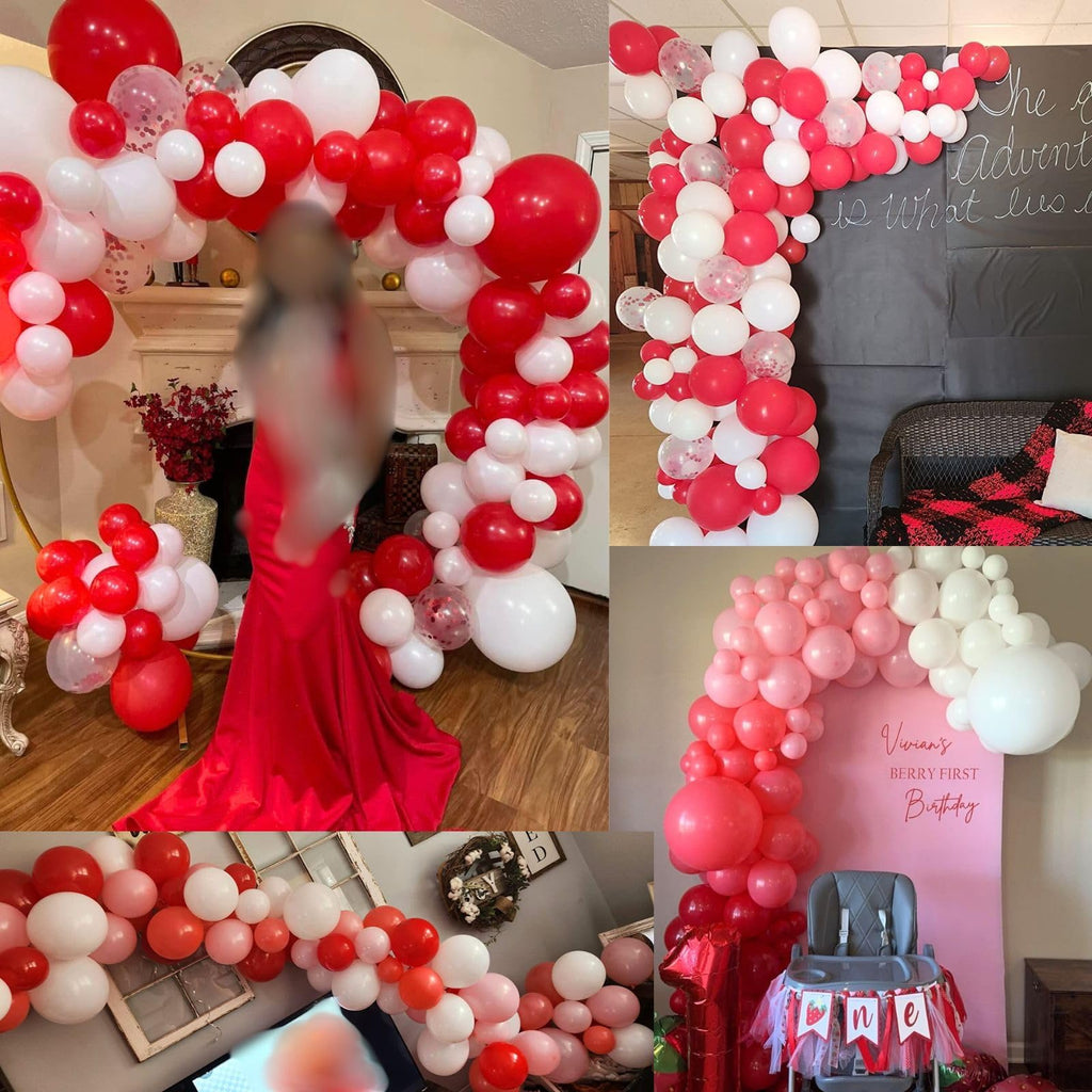 Hilavo Red Balloons Set – 35pcs, 12-inch, Metallic & Confetti for Weddings & Parties