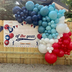 HILAVO 60-Pack Red Blue White Balloons - 12in Navy, Light Blue & White for Baseball & Patriotic Parties