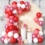 Hilavo Red Balloons Set – 35pcs, 12-inch, Metallic & Confetti for Weddings & Parties