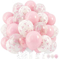 HILAVO Pink Bow Balloons – 12 Inch Pastel Pink with White & Transparent Bow Prints