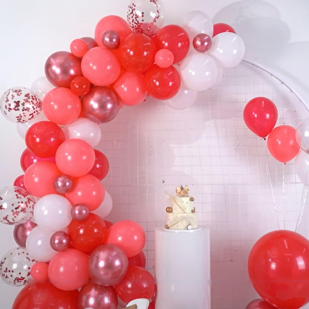 Hilavo Red Balloons Set – 35pcs, 12-inch, Metallic & Confetti for Weddings & Parties