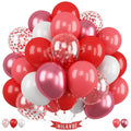 Hilavo Red Balloons Set – 35pcs, 12-inch, Metallic & Confetti for Weddings & Parties