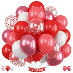 Hilavo Red Balloons Set – 35pcs, 12-inch, Metallic & Confetti for Weddings & Parties