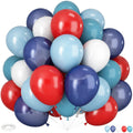 HILAVO 60-Pack Red Blue White Balloons - 12in Navy, Light Blue & White for Baseball & Patriotic Parties