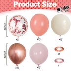 HILAVO Dusty Pink Balloon Set – 60Pcs 12 Inch Latex Balloons with Rose Gold Confetti