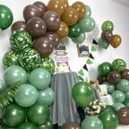 HILAVO Green & Brown Army Balloons Set — 12in Camouflage Latex Decor