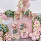 HILAVO Sage Green Pink Balloons 12in 389 Ivory & Gold Latex Party Decor