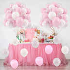 HILAVO Pink Bow Balloons – 12 Inch Pastel Pink with White & Transparent Bow Prints