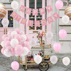 HILAVO Pink Bow Balloons – 12 Inch Pastel Pink with White & Transparent Bow Prints