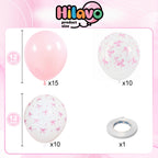 HILAVO Pink Bow Balloons – 12 Inch Pastel Pink with White & Transparent Bow Prints