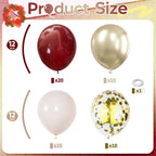 HILAVO Burgundy and Gold Balloons – 60Pcs Latex Balloon Set for Birthday, Wedding, Graduation, Bridal Shower
